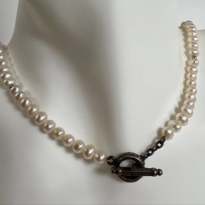 Vintage Pearl Necklace with Toggle Clasp