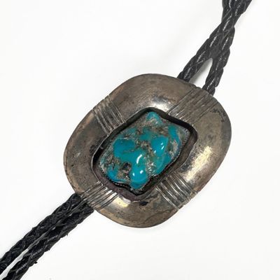 Ray Bennet Sterling Silver & Turquoise Bolo Tie