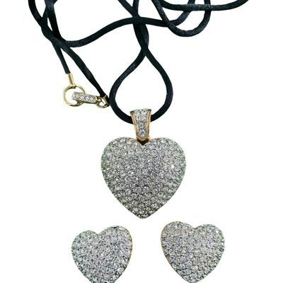 Swarovski Puffy Heart Necklace & Earrings