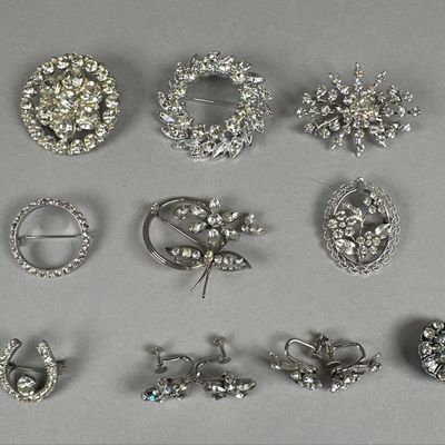 Vintage Rhinestone Earrings & Pins/Brooches, Krementz
