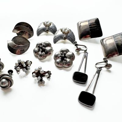 Seven Pairs of Sterling Silver Earrings