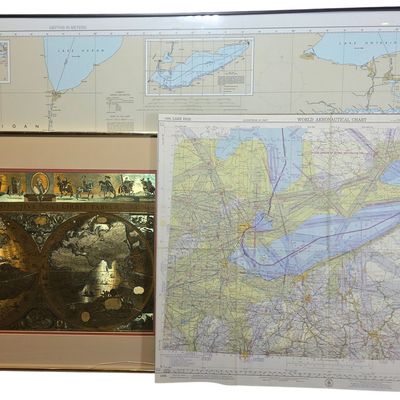 Sale Photo Thumbnail #351: A Trio of Lake Erie and World Maps Including 1951 US Air Force and 1994 NOAA Charts