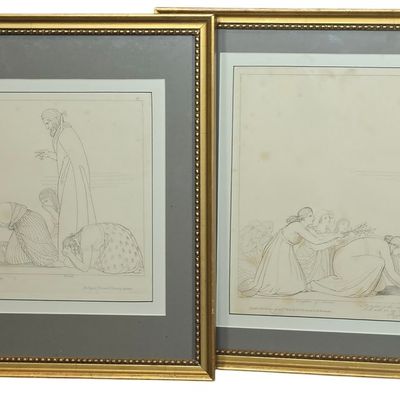 Sale Photo Thumbnail #142: A Pair of John Flaxman Neoclassical Engravings 'Compositions from the Tragedies of Aeschylus'