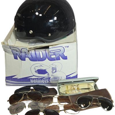Sale Photo Thumbnail #570: Raider Deluxe Half Helmet and Assorted Vintage Aviator Eyewear