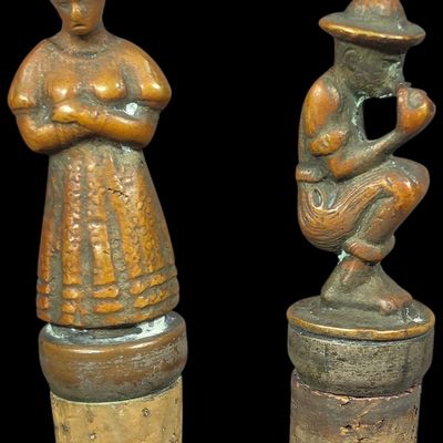 Sale Photo Thumbnail #109: A Pair of Cast Bronze Figural Bottle Stoppers