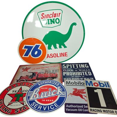 Sale Photo Thumbnail #845: A Collection of Seven (7) Vintage-Style Metal Advertising Signs