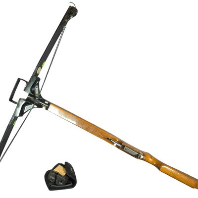 Sale Photo Thumbnail #850: A Vintage Compound Crossbow and a Bushnell Yardage Pro Sport 450 Laser Rangefinder
