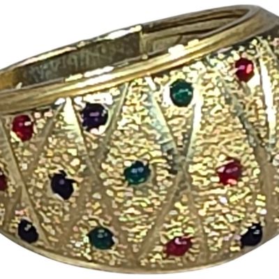 Sale Photo Thumbnail #230: 14 Karat Yellow Gold Multi-Stone Textured Dome Ring