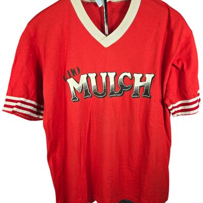 Sale Photo Thumbnail #16: Vintage Soffe Shirts Red Jersey Knit Athletic T-Shirt with Off Mulch Graphic