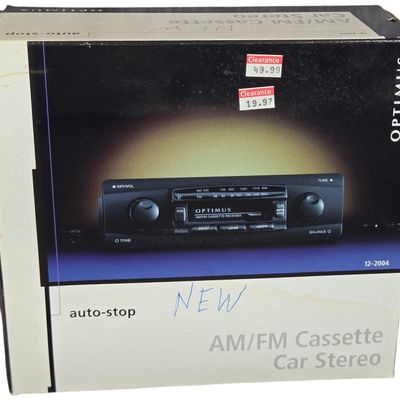 Sale Photo Thumbnail #53: Optimus Model 12-2004 AM/FM Cassette Car Stereo in Original Box
