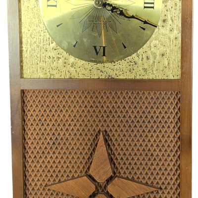 Sale Photo Thumbnail #630: Mid-Century Modern Wood and Metal Westclox nocord Wall Clock
