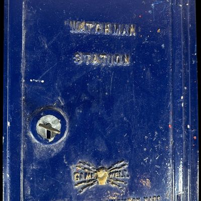 Sale Photo Thumbnail #639: The Gamewell Co. Cast Metal Watchman Station Call Box with Police Decal