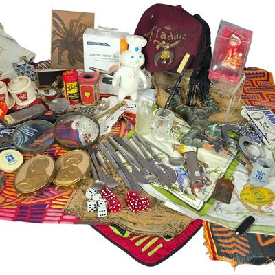 Sale Photo Thumbnail #287: An Assortment of Vintage Collectibles Including Mola Textiles, Transportation Memorabilia, and Toys