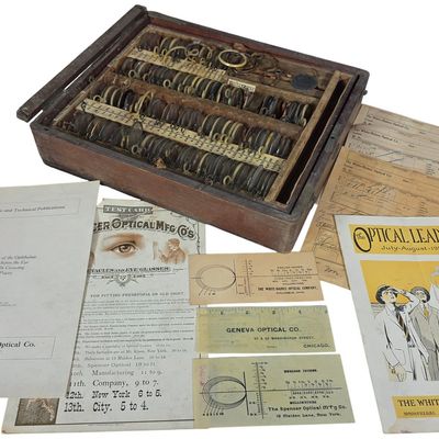 Sale Photo Thumbnail #390: An Assortment of Antique Optometric Trial Lenses and Professional Ephemera