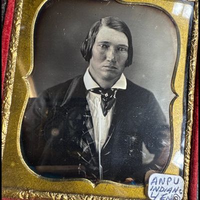 Sale Photo Thumbnail #751: Mid 19th Century One Sixth Plate Daguerreotype Portrait of a Man in a Leather Case