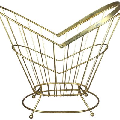 Sale Photo Thumbnail #834: Mid-Century Modern Gold Toned Wire Butterfly Magazine Rack