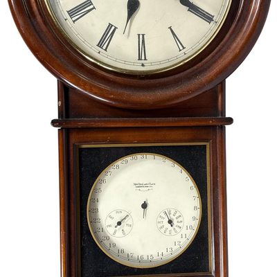 Sale Photo Thumbnail #692: New England Clock Co. Triple Calendar Wall Regulator