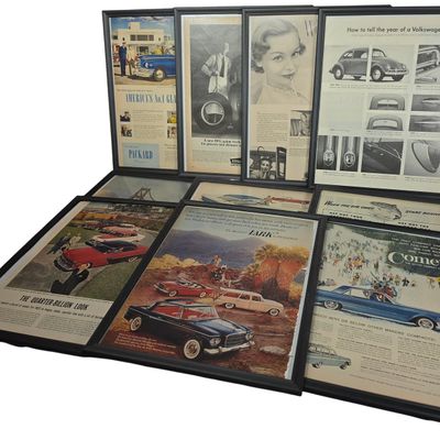 Sale Photo Thumbnail #618: Ten Vintage Mid-Century Framed Automotive Magazine Advertisements