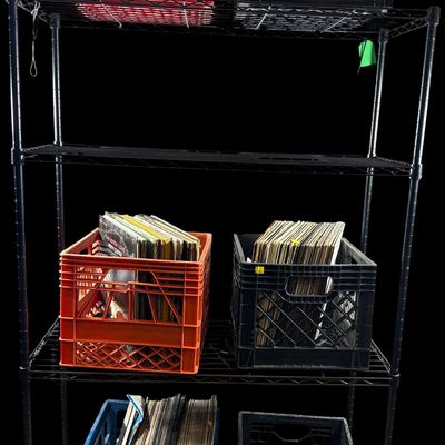 Sale Photo Thumbnail #641: An Assortment of Multi-Genre Vinyl LPs and 78 RPM Records in Storage Crates