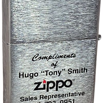 Sale Photo Thumbnail #152: Brushed Chrome Zippo Windproof Lighter with Custom Inscriptions, 1998