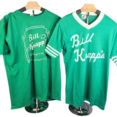 Sale Photo Thumbnail #19: Two Vintage Bill Knapp's Restaurant Promotional Athletic Style T-Shirts