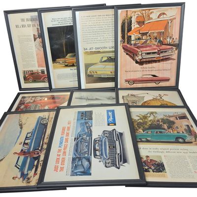 Sale Photo Thumbnail #615: Ten Mid-Century Modern Framed Automotive and Industrial Advertisements