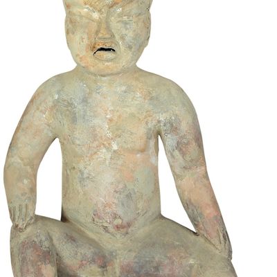 Sale Photo Thumbnail #392: Large Olmec Seated Hollow Ceramic Baby Figure