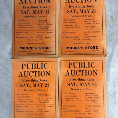 Sale Photo Thumbnail #661: A Set of Four Vintage Moore's Store Public Auction Broadsides