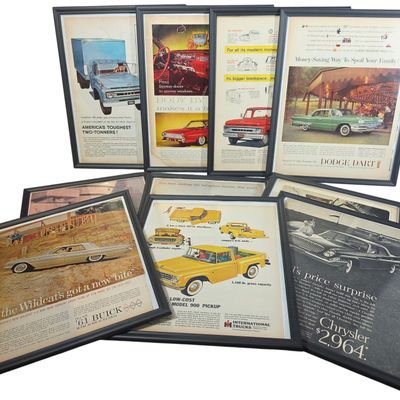 Sale Photo Thumbnail #611: Ten1960-1961 Framed Automotive Magazine Advertisements