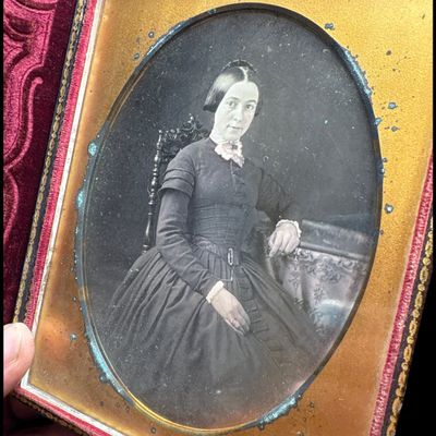 Sale Photo Thumbnail #740: Marshall and Porter Half Plate Daguerreotype Portrait of a Seated Woman