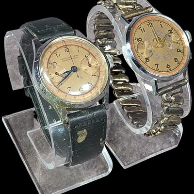 Sale Photo Thumbnail #89: Two Mid-Twentieth Century Swiss Manual Wind Chronograph Wristwatches