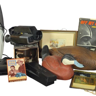 Sale Photo Thumbnail #602: Eleven Vintage Collectibles Including Signed Jimmy Brown First Edition and Duck Decoys