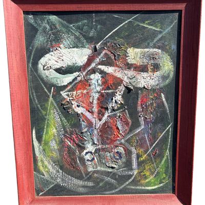 Sale Photo Thumbnail #274: Abstract Expressionist Oil on Board with Heavy Impasto