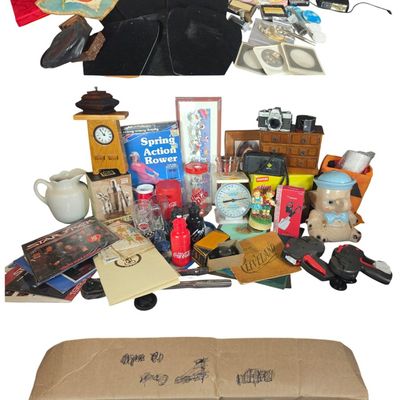 Sale Photo Thumbnail #822: Large Estate Assortment of Household Items, Craftsman Tools, Media, and Vintage Cameras