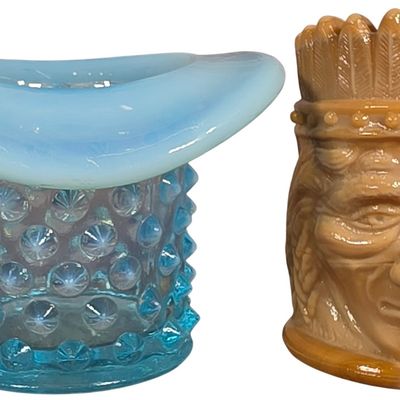 Sale Photo Thumbnail #369: Two Vintage American Art Glass Decorative Items Including Signed Joe St. Clair Slag Glass Bust