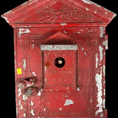 Sale Photo Thumbnail #638: Gamewell Cast Metal Pedimented House Style Fire Alarm Pull Box