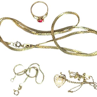 Sale Photo Thumbnail #219: A Collection of 14 Karat Yellow Gold Jewelry