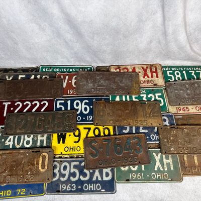 Sale Photo Thumbnail #664: A Collection of Approximately 40 Vintage Ohio License Plates Dating from 1918 to 1973