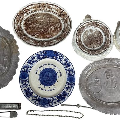 Sale Photo Thumbnail #691: A Collection of American Historical Commemorative Tableware and Personal Accessories