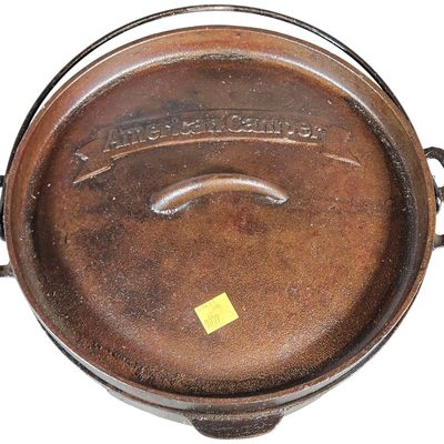 Sale Photo Thumbnail #544: American Camper Cast Iron Dutch Oven with Lid and Bail Handle