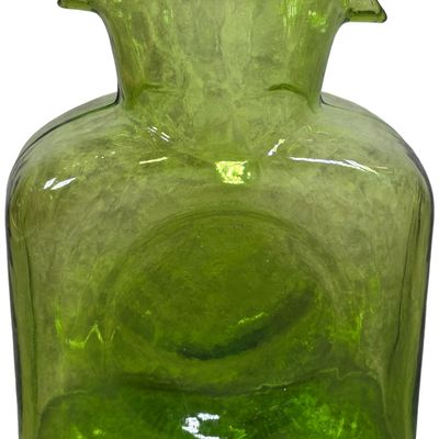 Sale Photo Thumbnail #481: A Mid-Century Modern Green Art Glass Double Spout Water Carafe