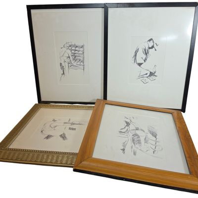 Sale Photo Thumbnail #350: A Collection of Four Framed Panera Bread Baker Sketches