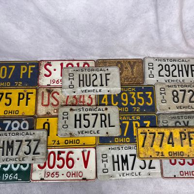 Sale Photo Thumbnail #663: A Collection of Twenty Vintage Ohio License Plates, 1937-1972