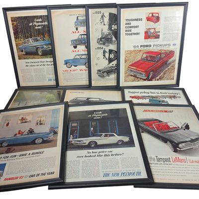 Sale Photo Thumbnail #612: Ten Mid-Century Framed American Automobile Magazine Advertisements