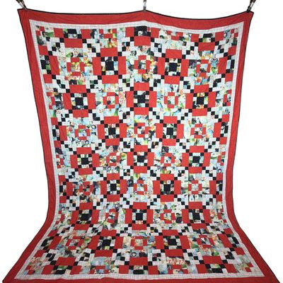 Sale Photo Thumbnail #199: Large Handmade Patchwork and Ikat Quilt by Louise Jackson, 2016