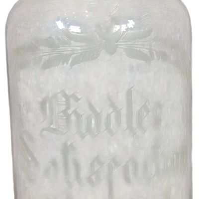 Sale Photo Thumbnail #471: Late 19th Century Etched Glass Biddle's Satisfaction Bouquet Apothecary Bottle