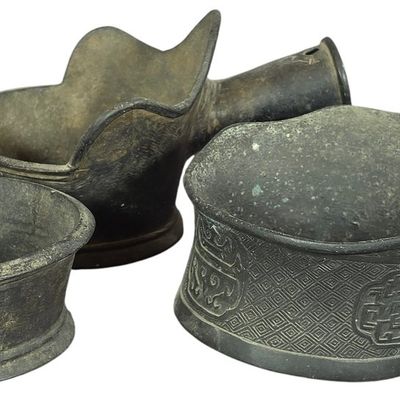 Sale Photo Thumbnail #385: A Trio of Chinese Cast Metal Silk Irons