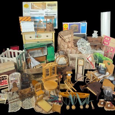 Sale Photo Thumbnail #806: A Collection of Vintage Dollhouse Miniatures and Furniture including Shackman, Concord, and X-ACTO Items
