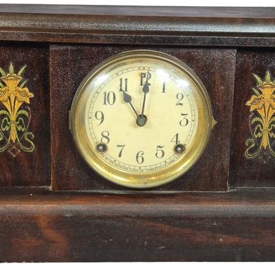 Sale Photo Thumbnail #5: Art Nouveau Wood Mantel Clock by The Sessions Clock Co.