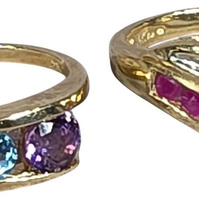 Sale Photo Thumbnail #231: Two 14 Karat Yellow Gold Multi-Gemstone Rings